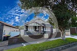 Suburban federation house in Sydney at sunset NSW Australia