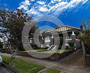 Suburban federation house in Sydney at sunset NSW Australia