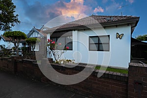 Suburban federation house in Sydney at sunset NSW Australia