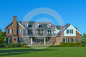 Suburban home in morning sunlight