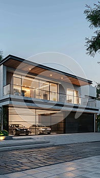 a suburban home's attached 2-car garage, devoid of vehicles and showcasing its clean, uncluttered interior space.