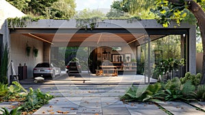 a suburban home's attached 2-car garage, devoid of vehicles and showcasing its clean, uncluttered interior space.
