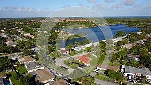 Suburban homes aerial view