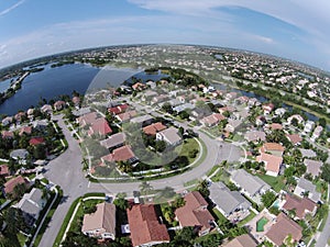 Suburban homes in Florida aerial