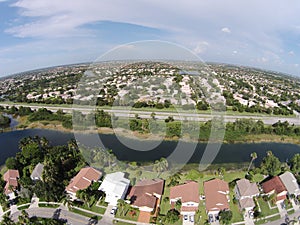 Suburban homes in South Florida aerial