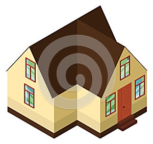 Suburban house icon. Isometric building. Town architecture