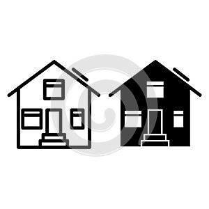 Suburban house line and glyph icon. House exterior vector illustration isolated on white. Cottage outline style design