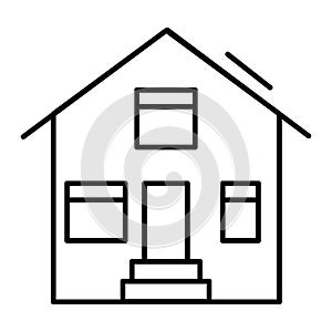 Suburban house thin line icon. House exterior vector illustration isolated on white. Cottage outline style design