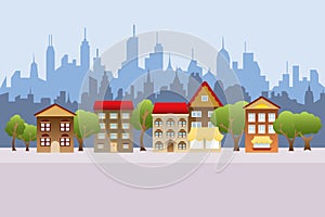 Suburban houses and city photo