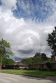 Suburban houses with office building