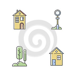 Suburban life RGB color icons set