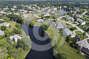 Suburban Neighborhood Aerial with Ponds