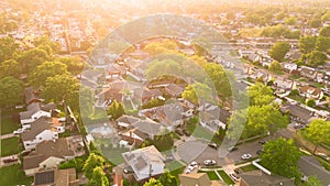 suburban neighborhood as seen from above overhead view.