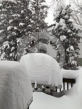 Suburban Neighborhood Blizzard - Deep Snow Coverng a Gas Grill