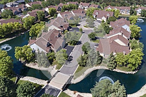 Suburban Neighborhood Creek Aerial