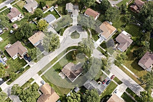 Suburban Neighborhood Cul-de-Sac Aerial