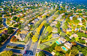 Suburban Neighborhood outside Austin Texas Aerial View photo