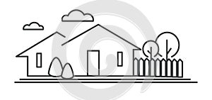 Suburban neighborhood, residential building, town house isolated icon