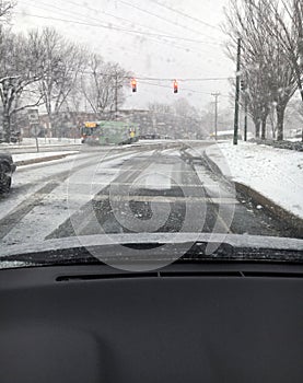 Suburban Neighborhood Road in a Blizzard