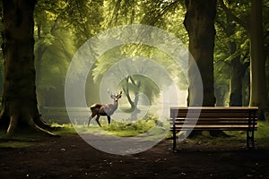 In suburban parks in a wooded landscape, we can see forest animals such as deer or roe deer.