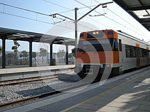 Suburban railway along the sea