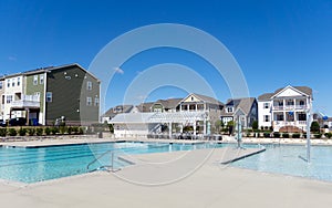 Suburban residential  community swimming pool amenities