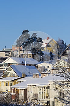 Suburban residentual quarters wintertime in Stockholm