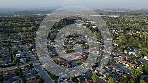 Suburban Santa Clarita, California Neighborhood Flyover During Early Evening