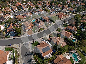 Suburban Southern California Neighborhood Homes Aerial View