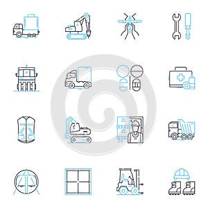 Suburban sprawl linear icons set. Sprawl, Urbanization, Expansion, Development, Subdivisions, Conurbation, Commuting