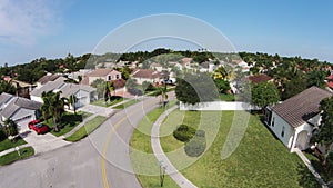 Suburban street in Florida aerial photo