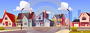 Suburban village street with house building vector