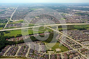 Suburbs and interaction, aerial view