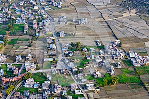 Suburbs of Pokhara aerial view