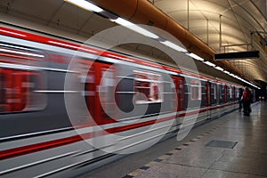 Subway approaching train