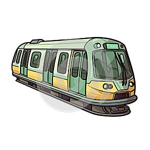 Subway In Cartoon Style Stiker On White Background On Isolated Transparent Background, Png, Logo. Generative AI