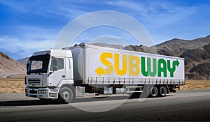 Subway delivery truck on highway