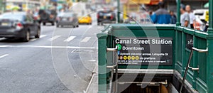 Subway entrance to the 6 train on Canal Street in Manhattan New York City