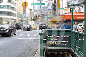 Subway entrance to the 6 train on Canal Street in Manhattan New York City photo