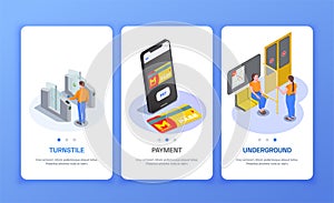 Subway Isometric Banners Set