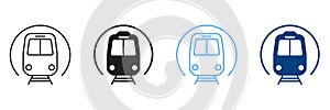 Subway Line And Silhouette Color Icons Set. Electric Public Transportation, Underground Station Collection Of Outlines