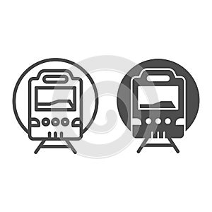 Subway line and solid icon, Public transport concept, Electric train sign on white background, high speed underground
