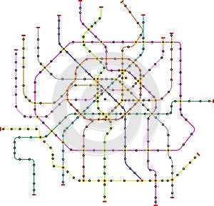Subway map, public transportation map. Free copy space