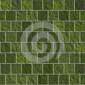 Subway metro green tile seamless pattern. Horisontal brick wall background. Vector flat illustration