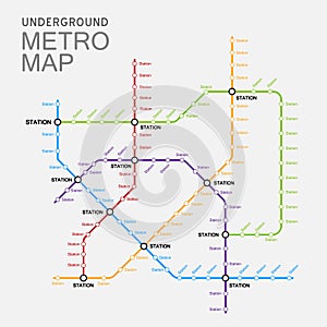 Subway,Metro tube map. City transportation vector grid scheme. photo