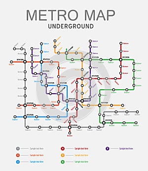 Subway,Metro tube map. City transportation vector grid scheme. photo