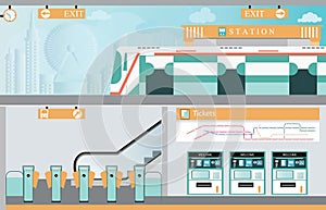 Subway railway interior.