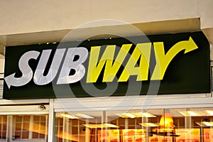 Subway restaurant sign UST branch in Manila, Philippines