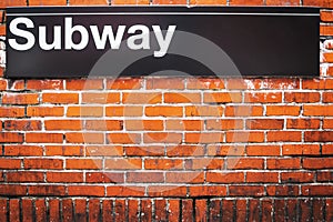 Subway sign of metro access in New York City