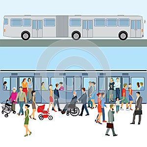 Subway station with passengers